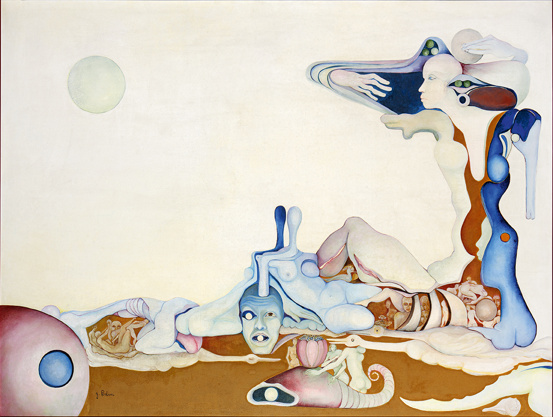 Gabriella Podini, Storia di una nascita, 1979, olio su tela 120x170 cm. Collezione Privata