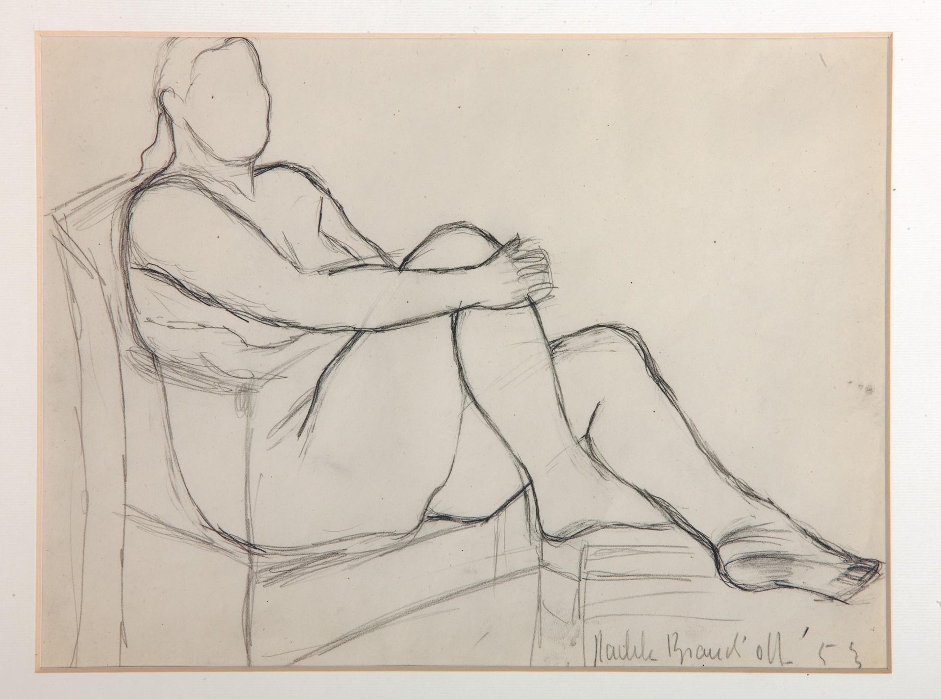 Rachele Bianchi, Nudo seduto, 1953, matita su carta